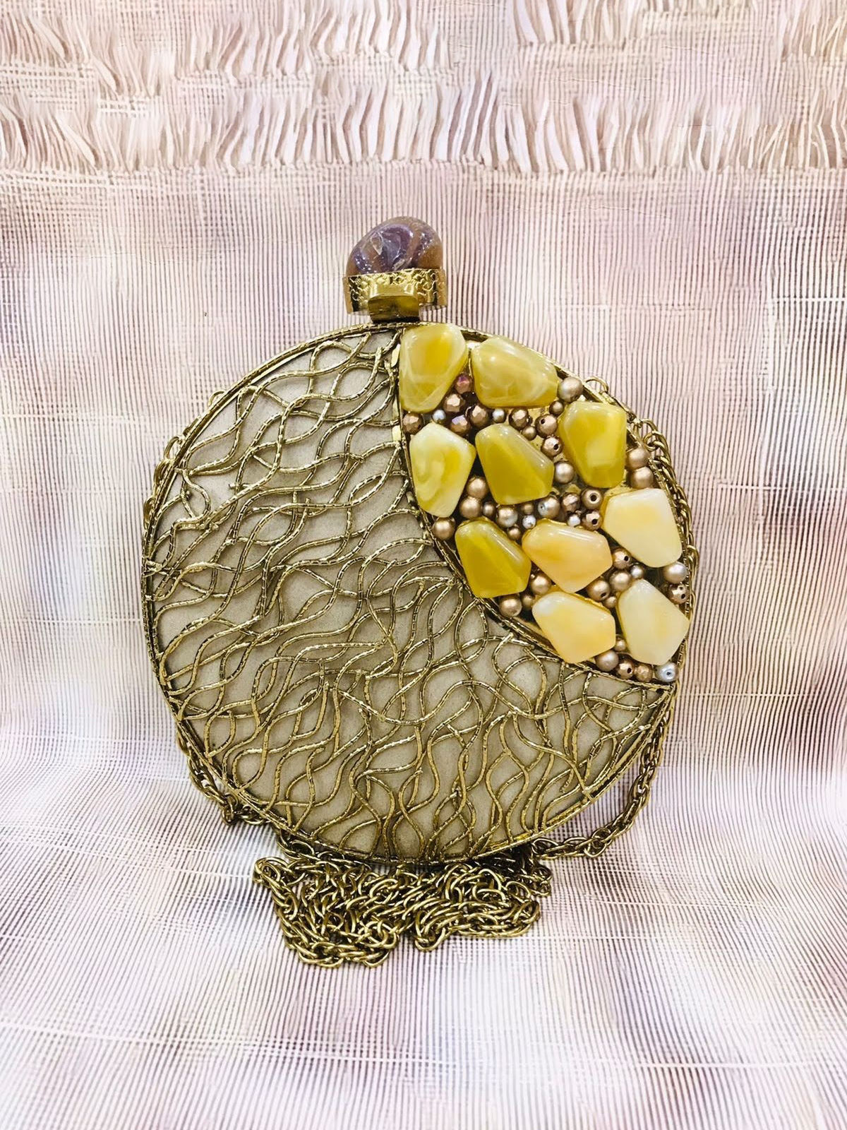 Luxe Brass MOP Handcrafted Clutch