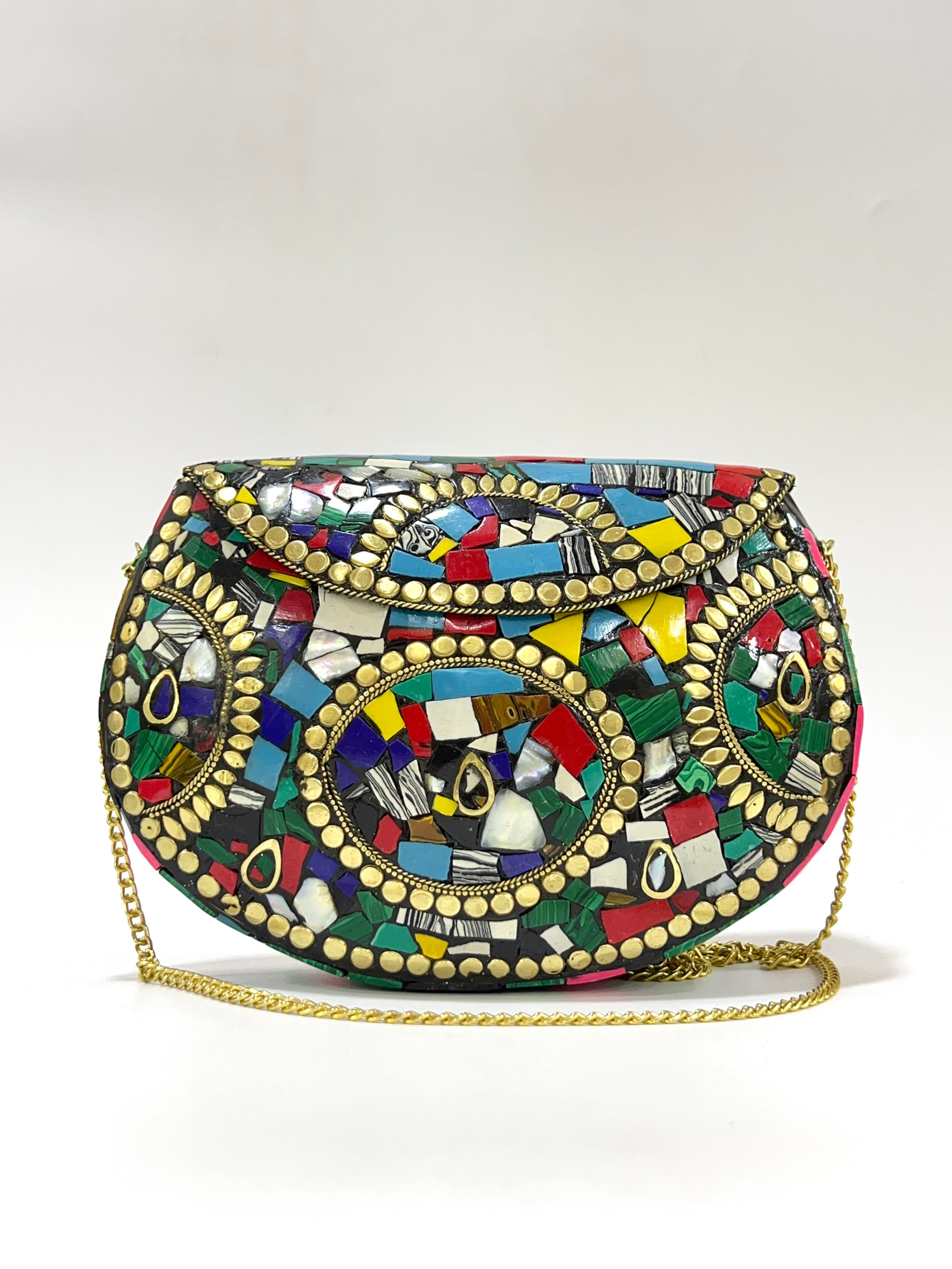 Radiant Metal Mosaic Purse