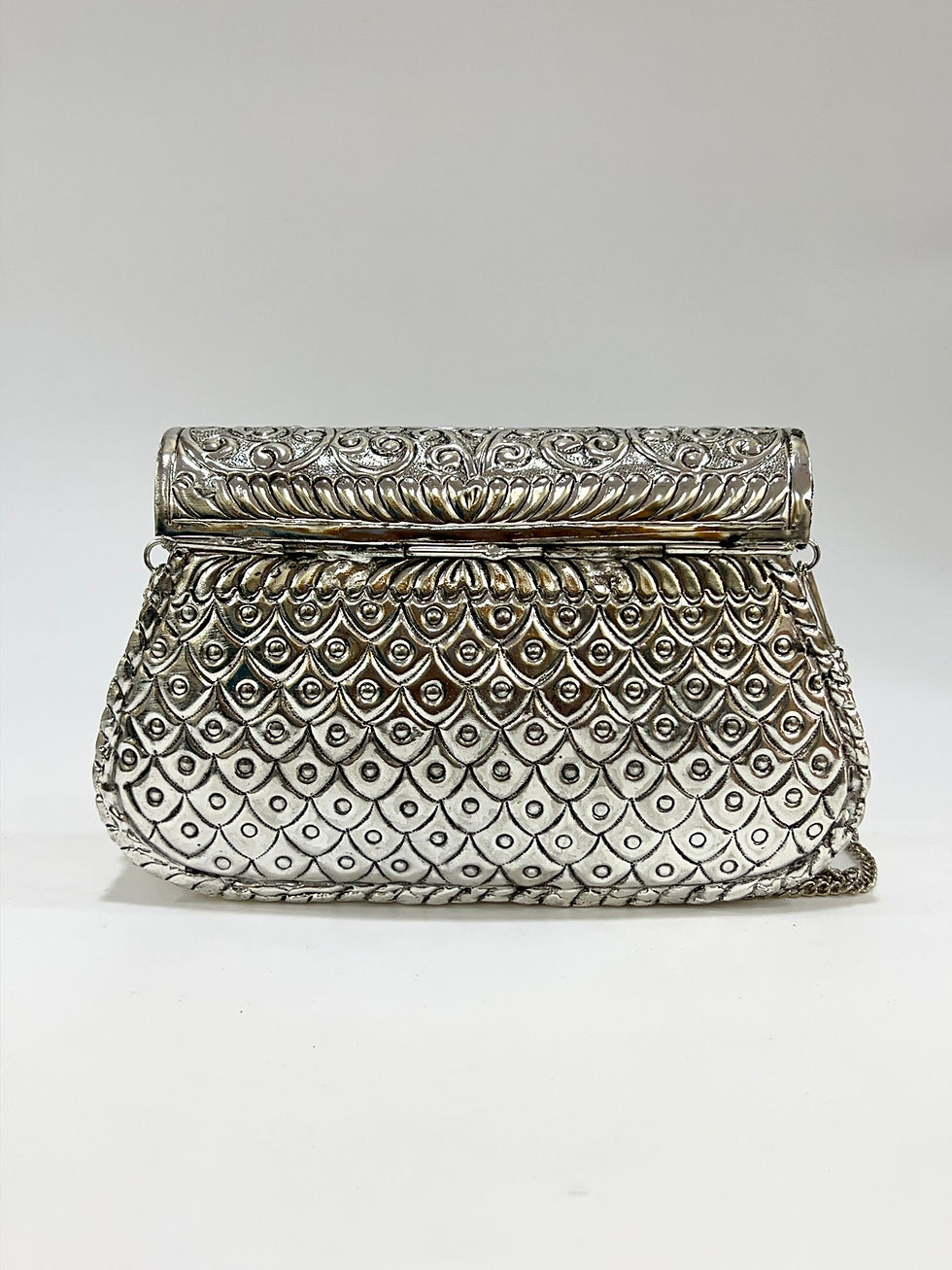 Thumbnail: Elegant Handmade Silver Brass Evening Bag