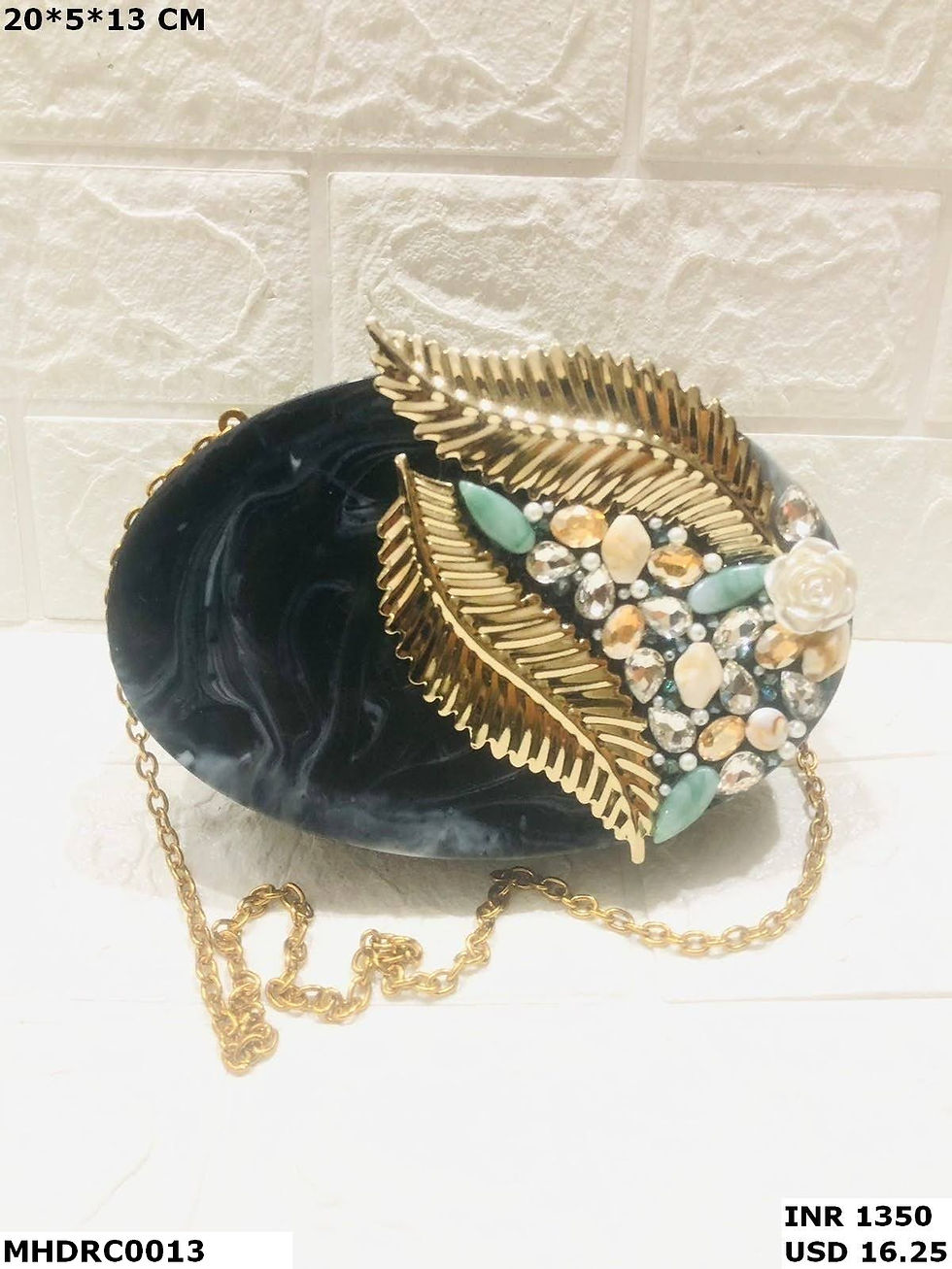 Thumbnail: Vintage Style Handmade Resin Clutch – Acrylic Art Purse