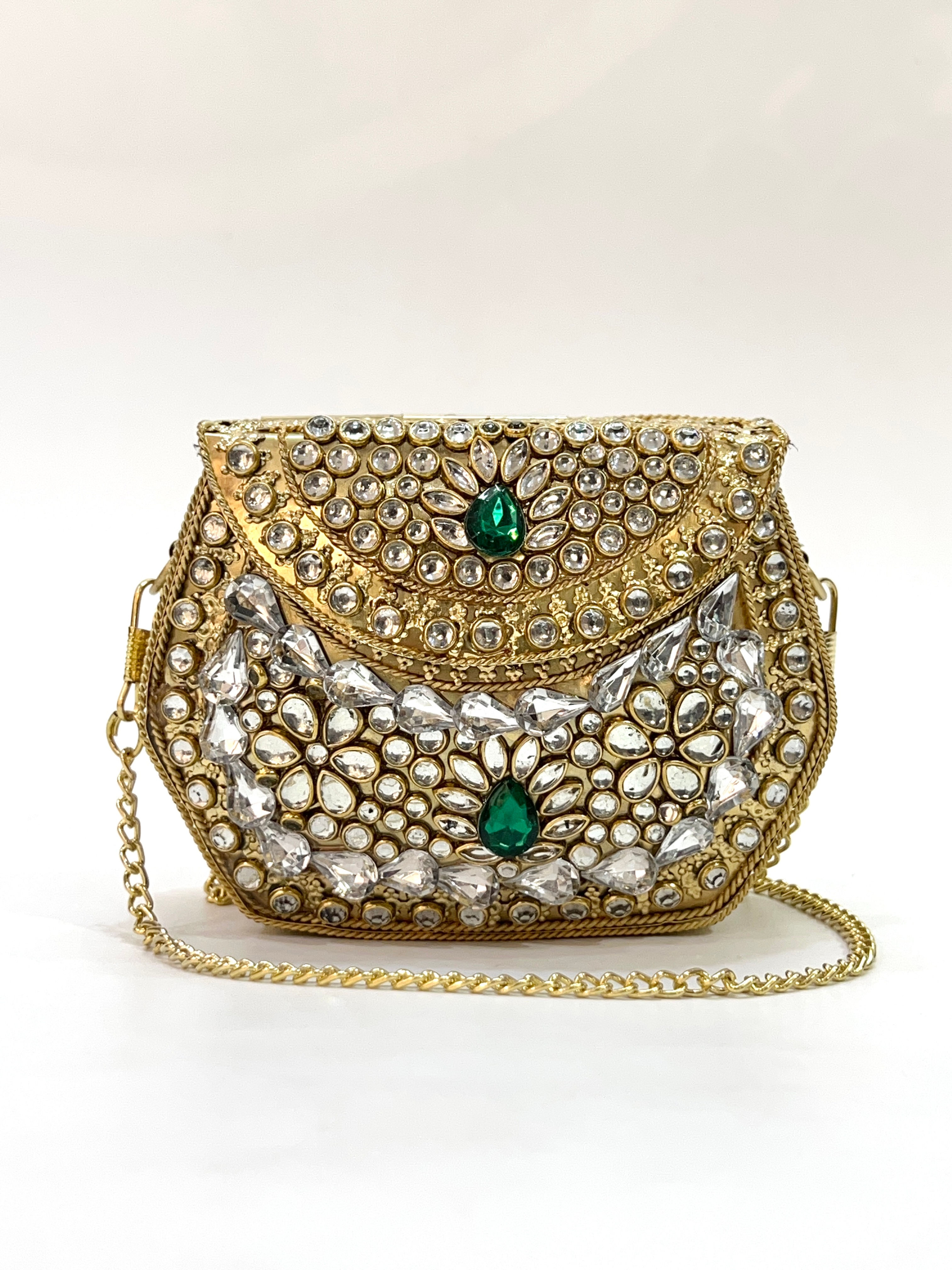 Crown Radiance Kundan Handbag