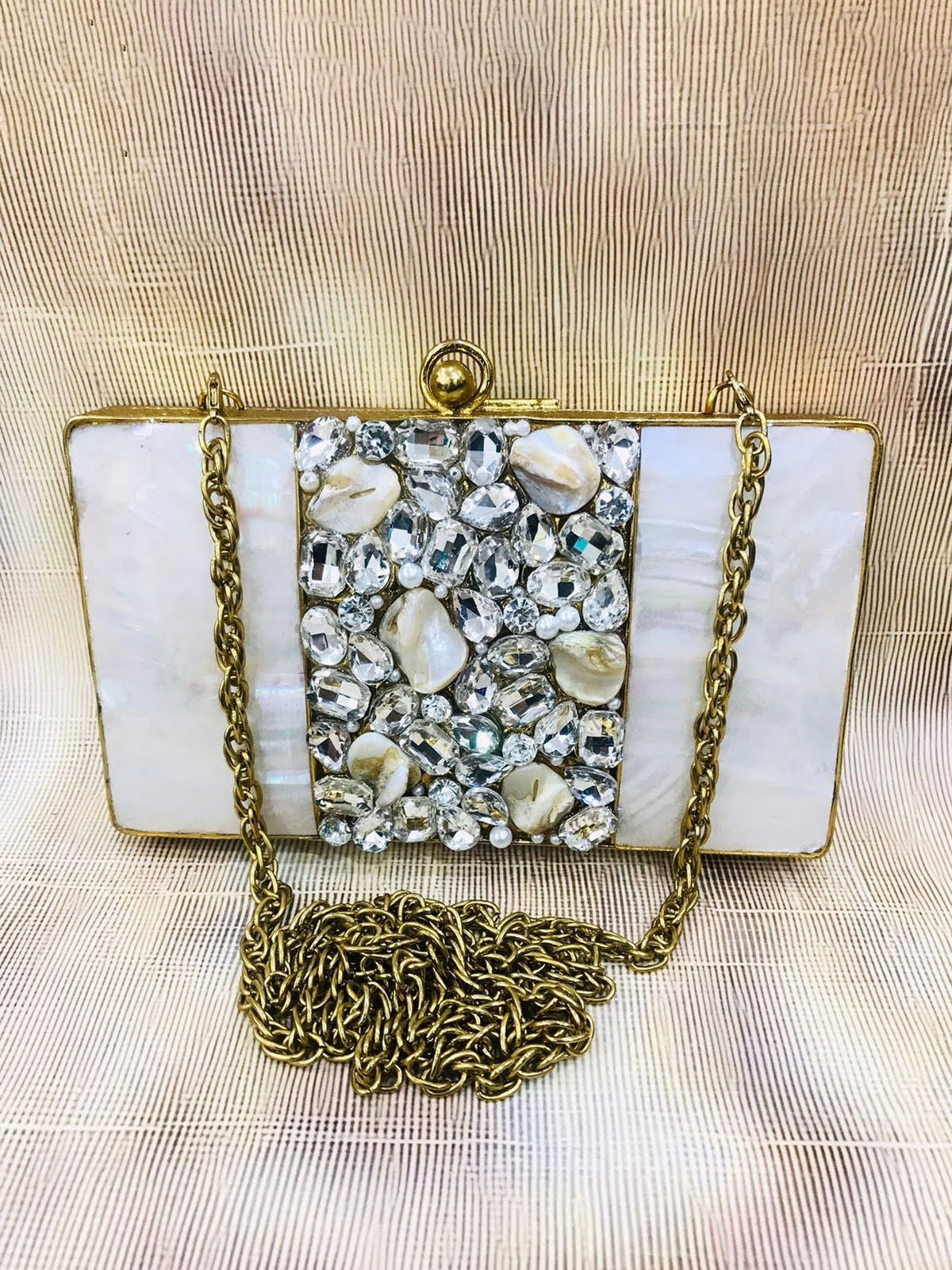 Luxury Designer Brass MOP Party Clutch