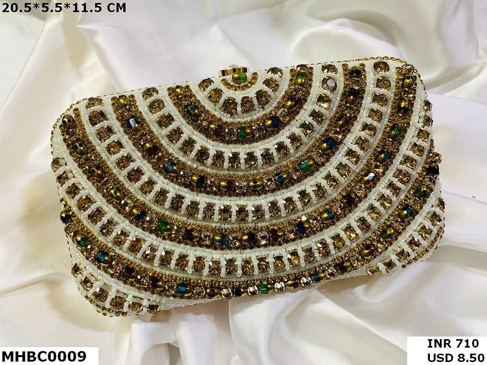 Thumbnail: Regal Bridal Box Clutch with Crystal Accents