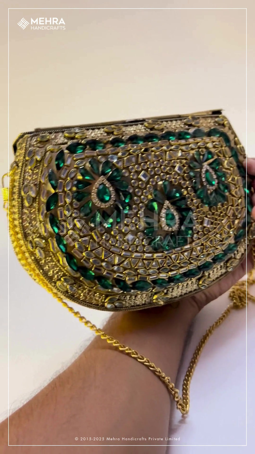 Thumbnail: Metal Mosaic Clutches with Kundan Embellishment – Handmade Luxury Bags