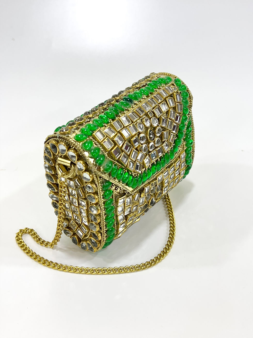 Thumbnail: Glam Luxe Handmade Kundan Mosaic Clutch Bag