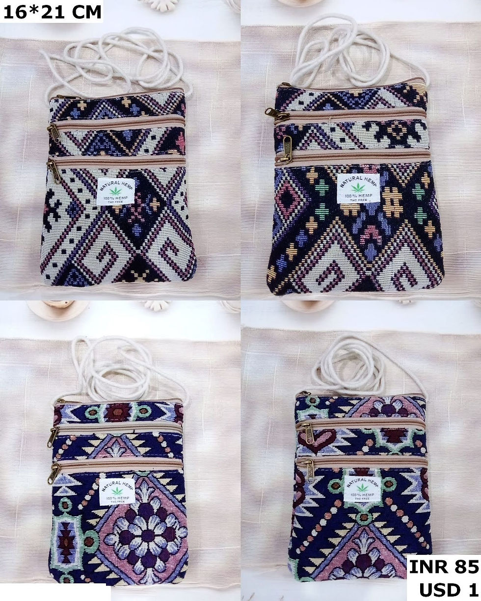 Thumbnail: Travel-Ready Hemp Cotton Handloom Sling Bag – Lightweight & Strong