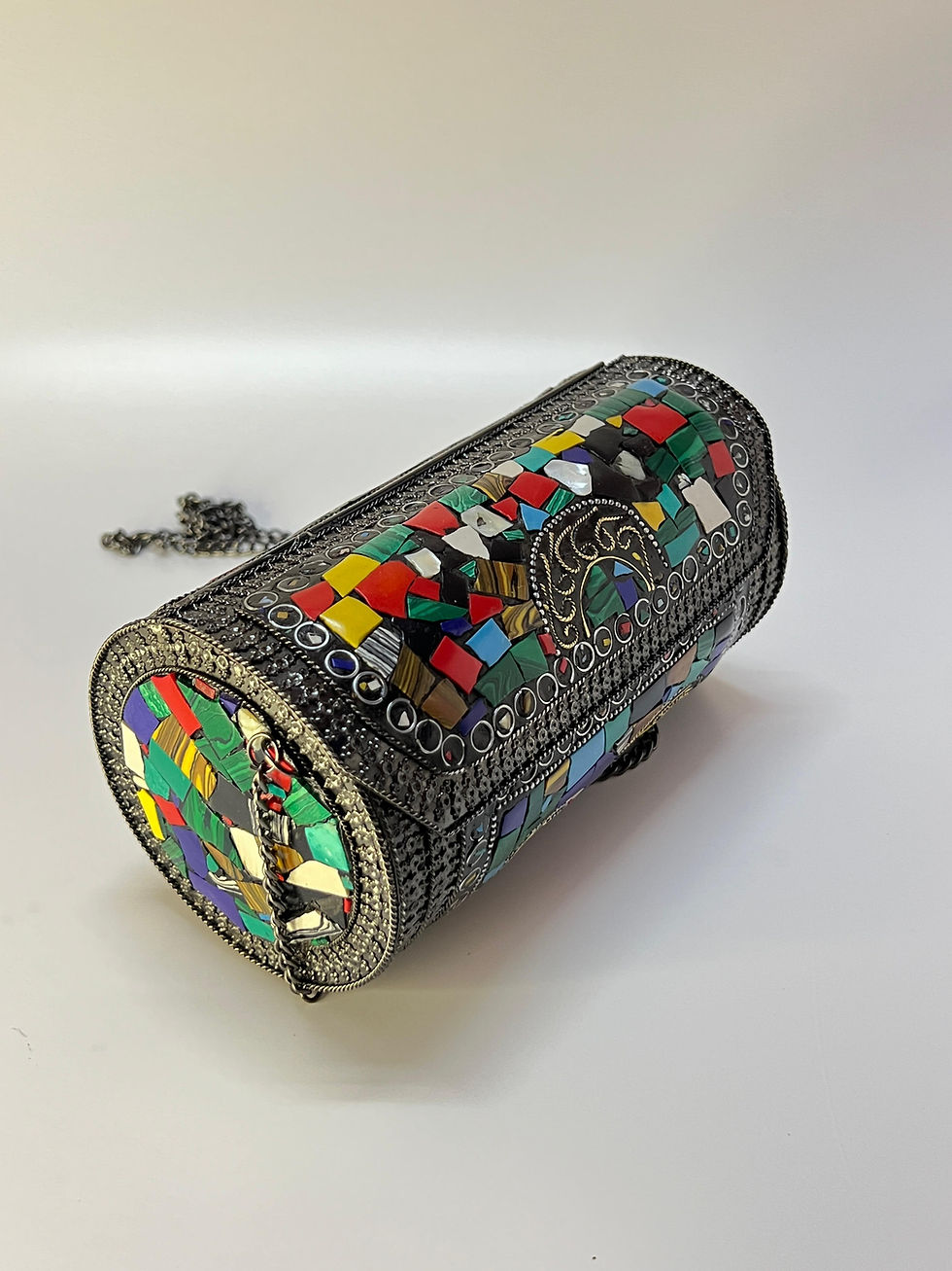 Thumbnail: Artisan Mosaic Metal Clutch – Handcrafted Statement Bag
