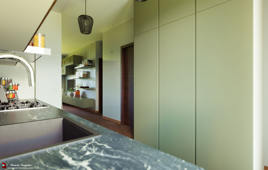 Foto rendering 3D cucina Borgosesia Geometra Riccardo Panigada