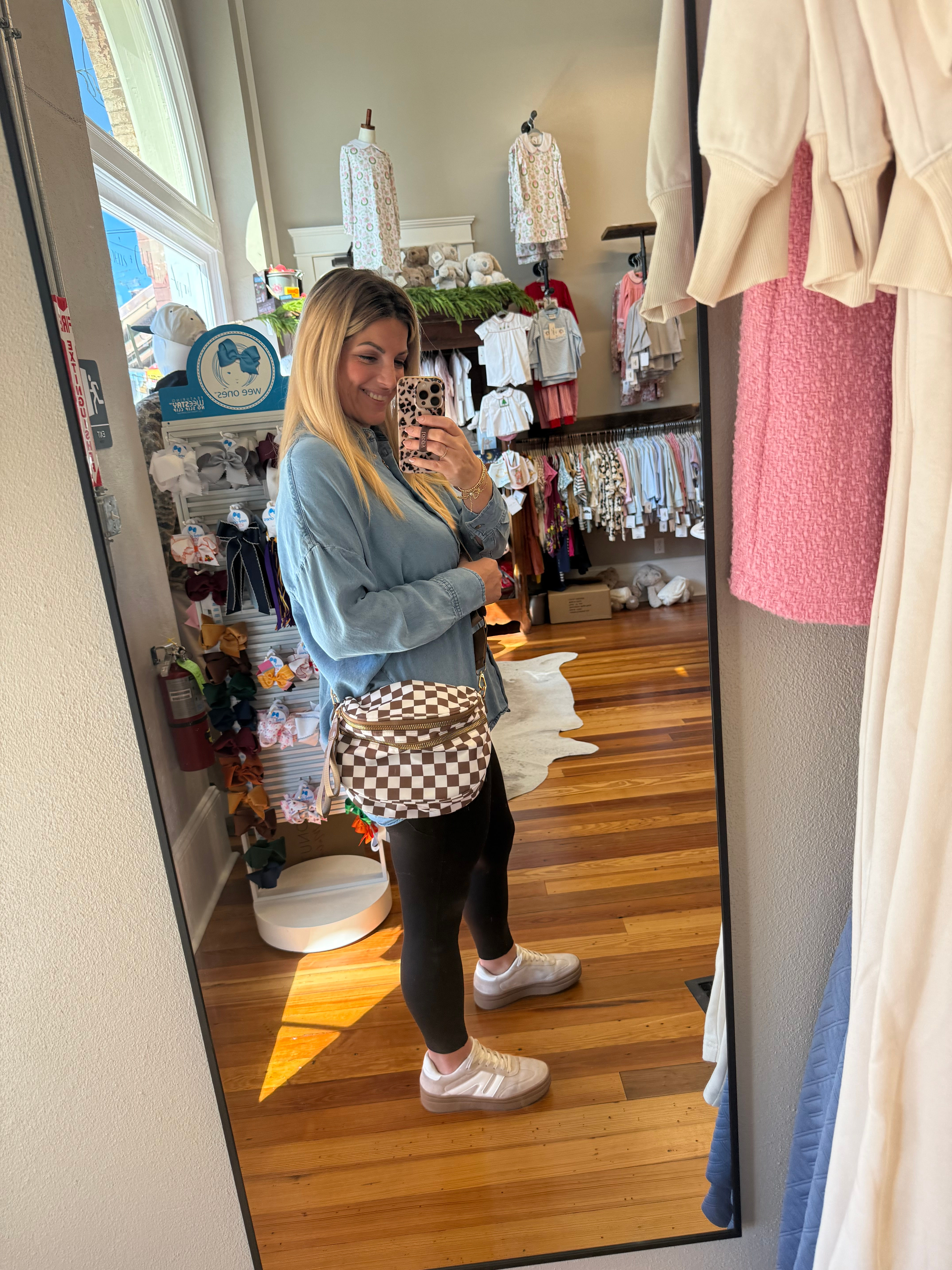 Checkered Double Zip Bag  Jolie Home Gift Boutique