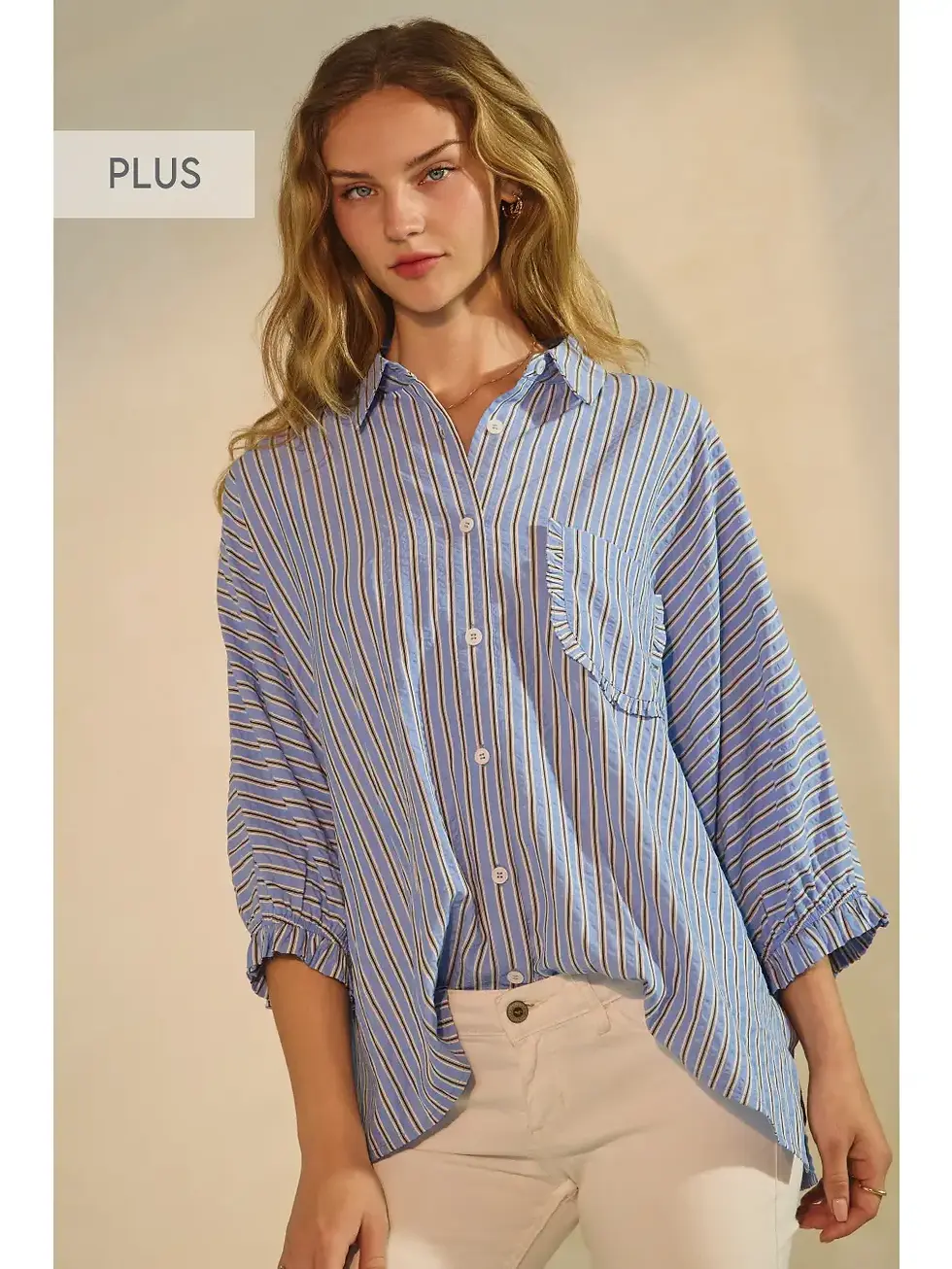 OVersize Stripe Button Down