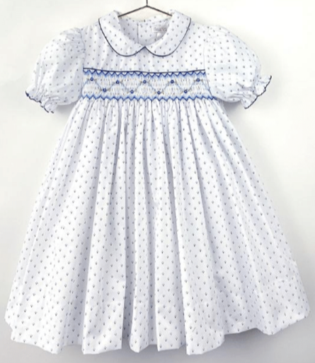 Blue Dot Smocked Dress