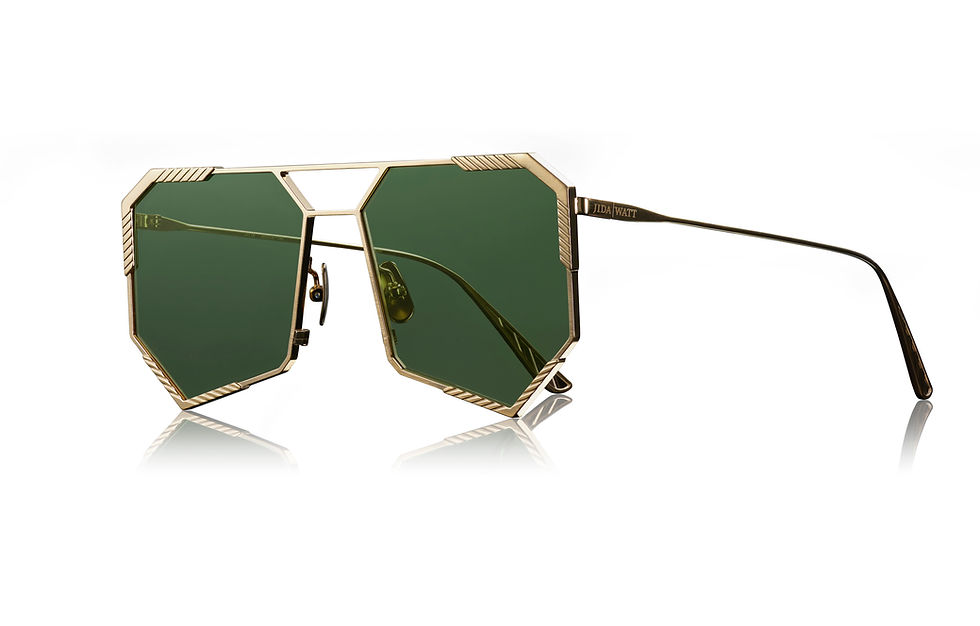 Thumbnail: Abrumms JI118 sunglasses in Gold frames and Beryl Green lenses