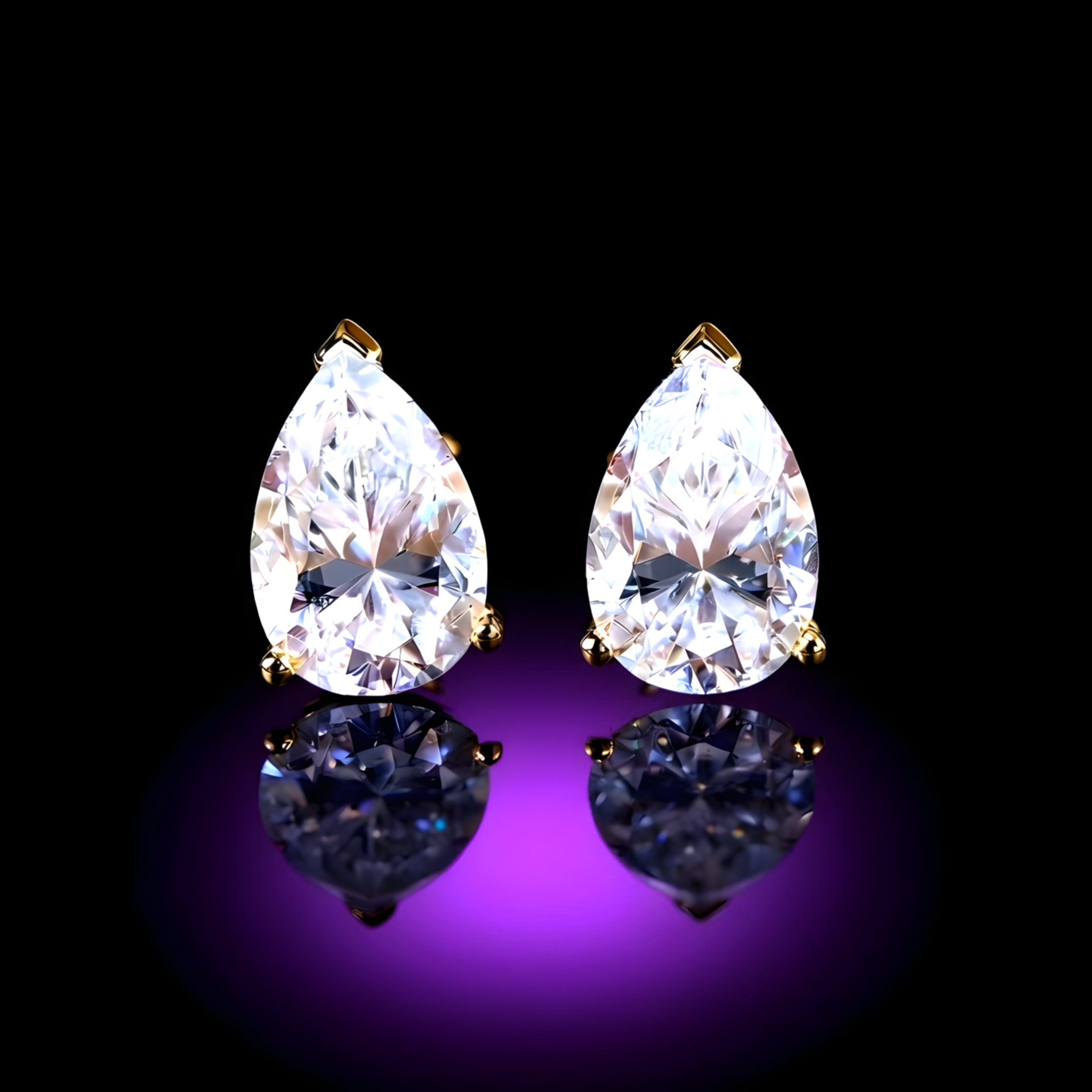 Boucles d'Oreilles Puces Moissanite Poire - Argent 925 Moissanite