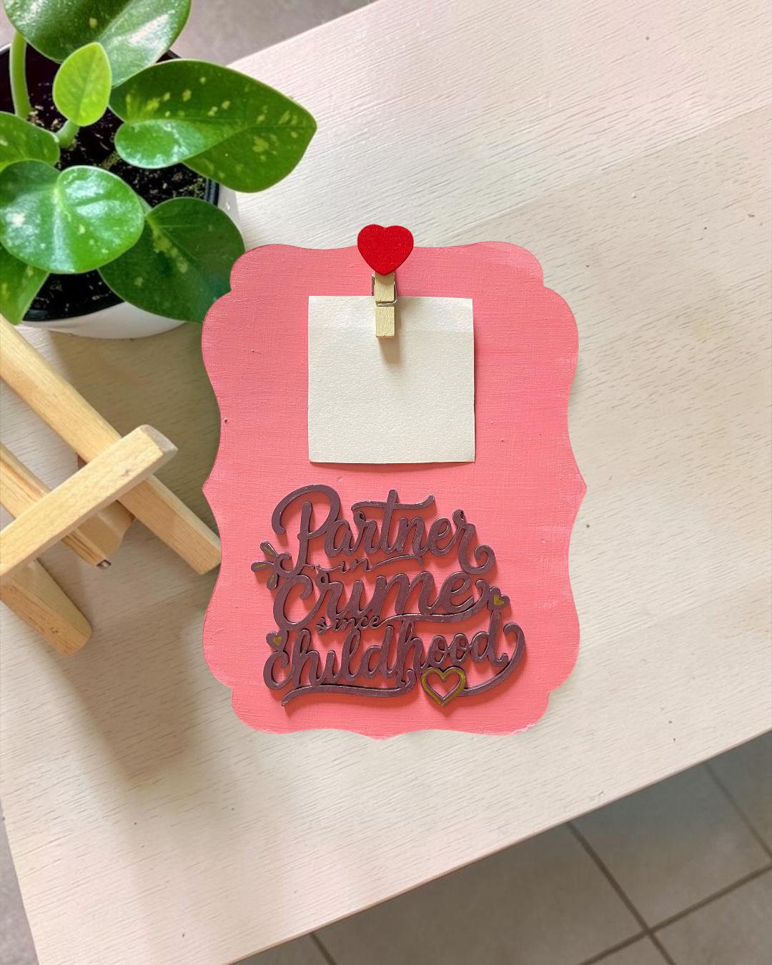 Personalized Sibling Photo Holder with Easel Stand