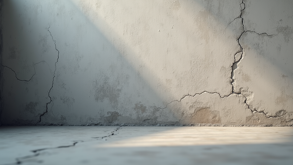 Close-up view of a basement wall showing foundation cracks