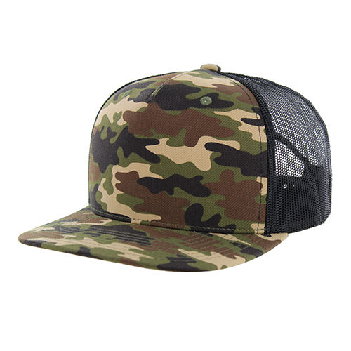 301FT | 5 PANEL TRUCKER HAT - Green Camo/Black
