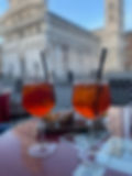 Aperol spritz on piazza in Lucca Italy
