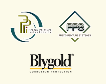Logos Précis Peinture Industrielle, PPS, Blygold