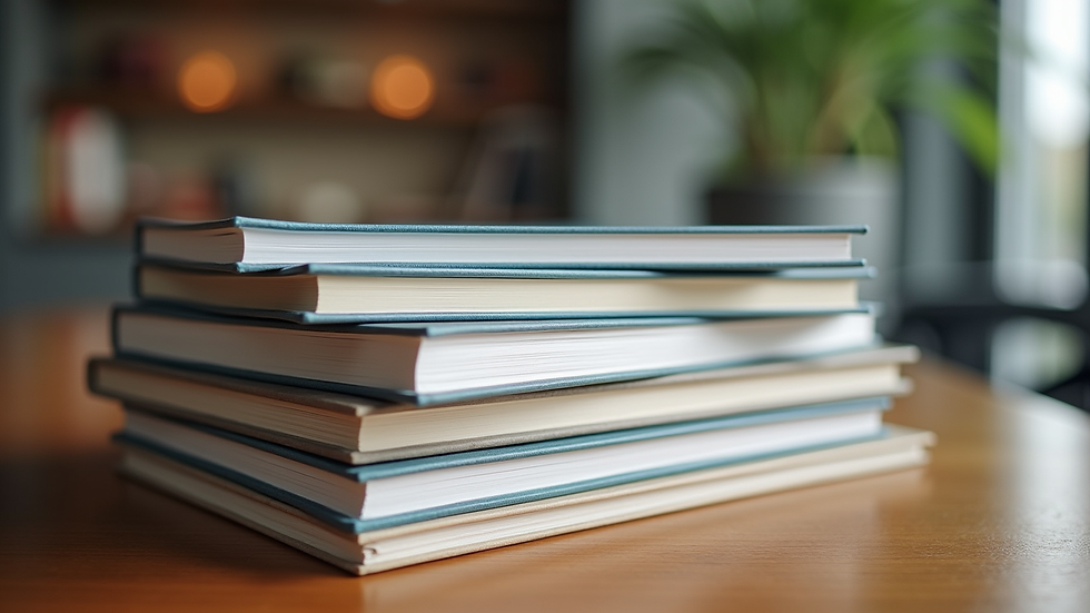 Close-up view of a stack of rideshare driver ebooks on a wooden table
