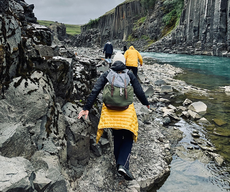 Family exploring the wilderness on a private tour in East Iceland