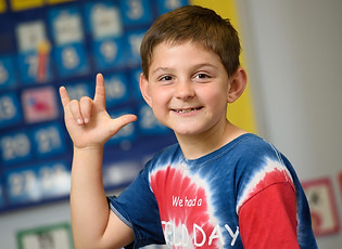 FSDB Deaf Elementary Boy signing I love