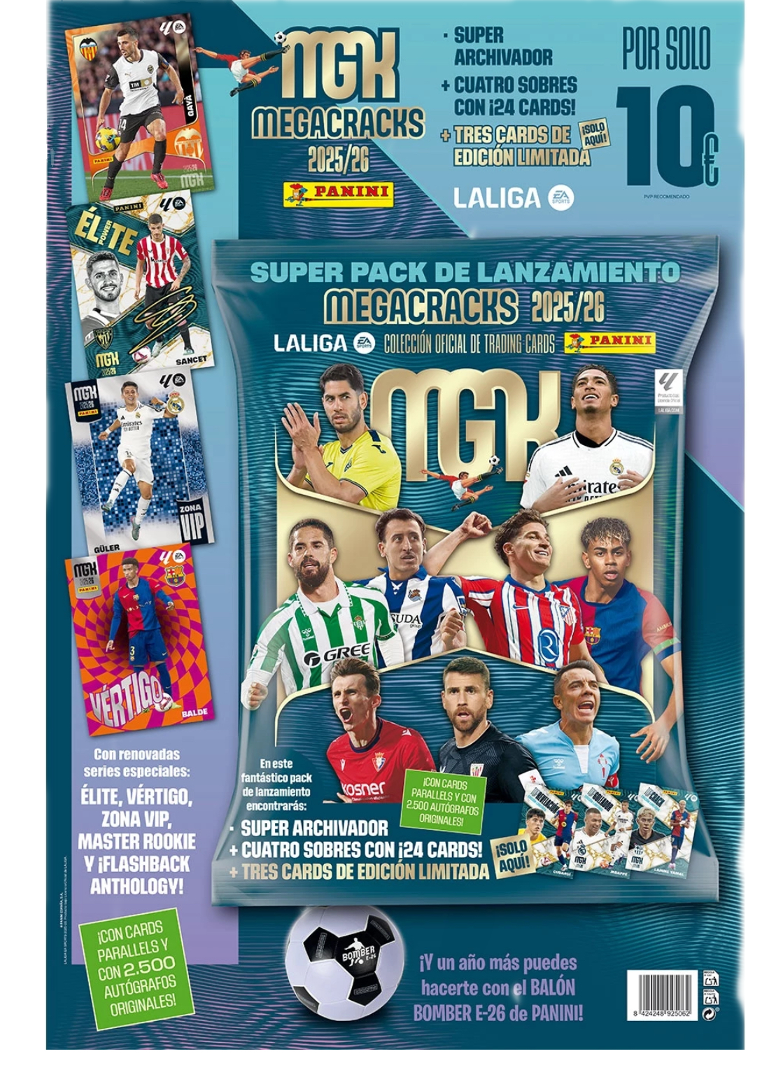 Megapacks Megacracks 2025/26 (Archivador+ 4 Sobres + 3 CROMOS ESPECIALES)