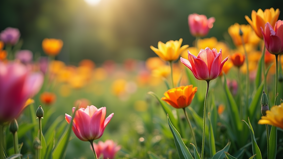 Wide angle view of the vibrant gardens at Araluen Botanic Park
