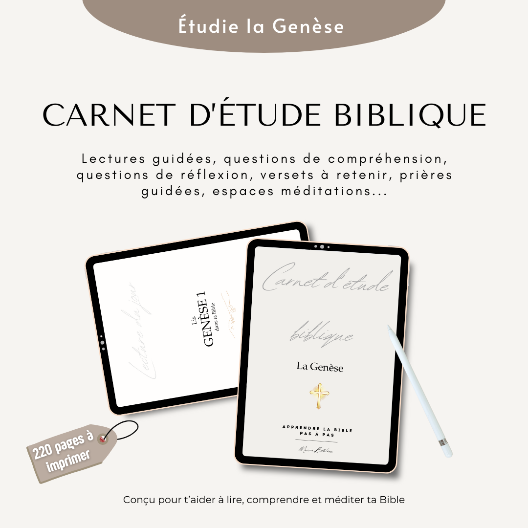 Carnet d'étude biblique Étudie la Genèse en format PDF pour approfondir sa foi et comprendre la Bible