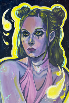 ghost monster girls acrylic painting 