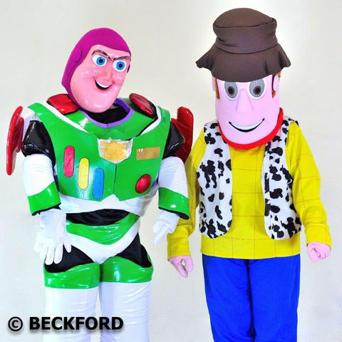 People in Buzz Lightyear and Woody costumes