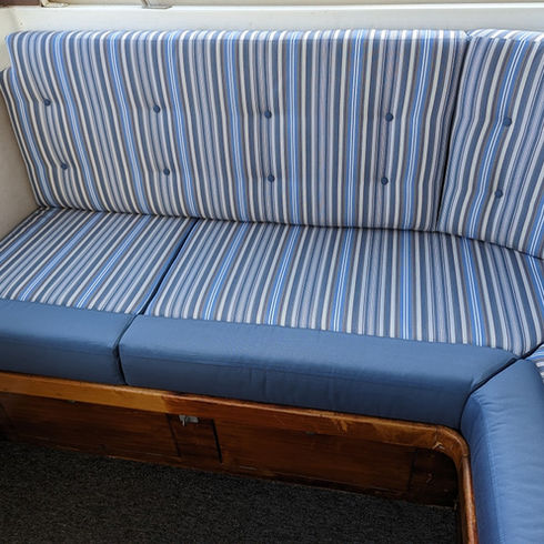 Striped seating on boat