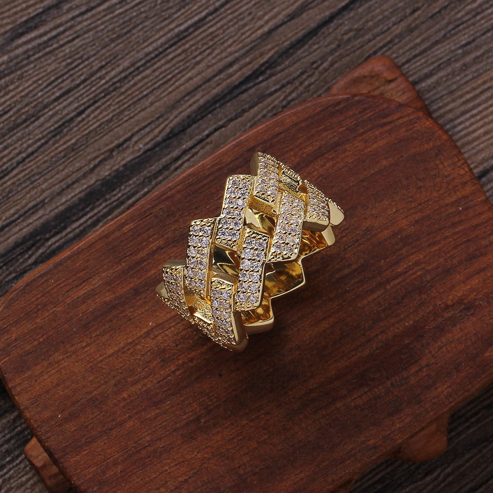 Sertissage de bague en diamant à deux rangées - Or