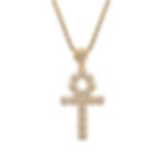 Ankh  Micro Round Diamond Necklace Rope Chain - Gold
