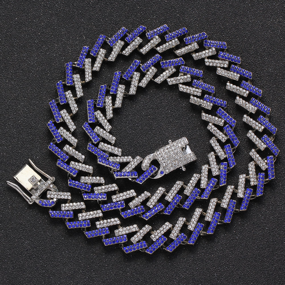 Fashion Two Colour Diamond Light Prong Link Chain - White Gold