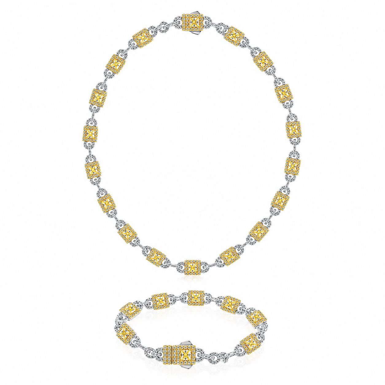 Conjunto Morok de plata 925 con imitación de diamante amarillo