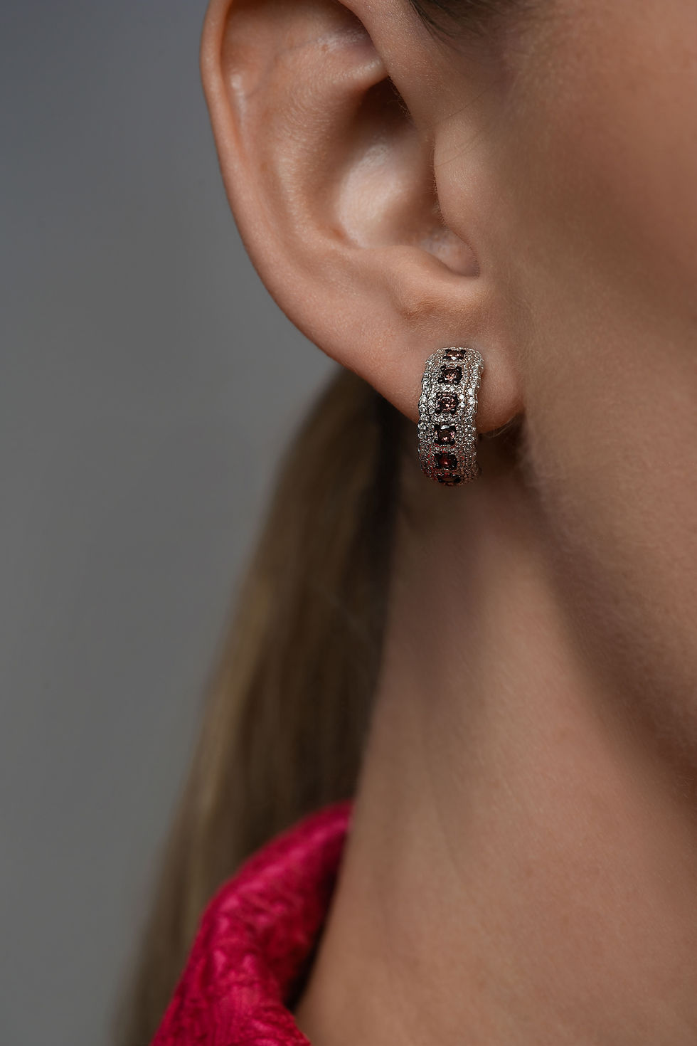 Miniatura: Aretes Lehaba de plata 925 con imitación de diamante blanco y cognac