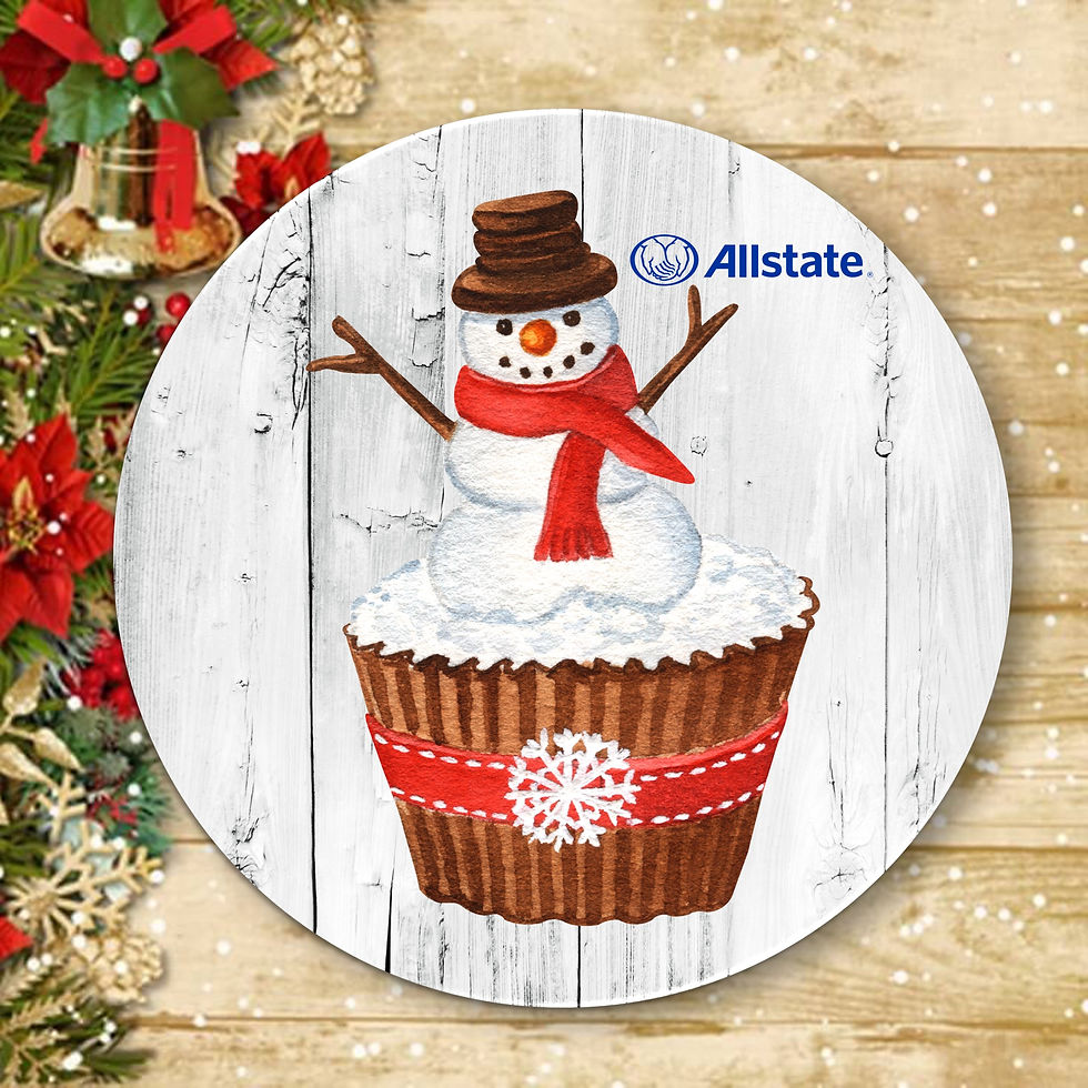 Thumbnail: Christmas Snowman Cupcake Round Coaster