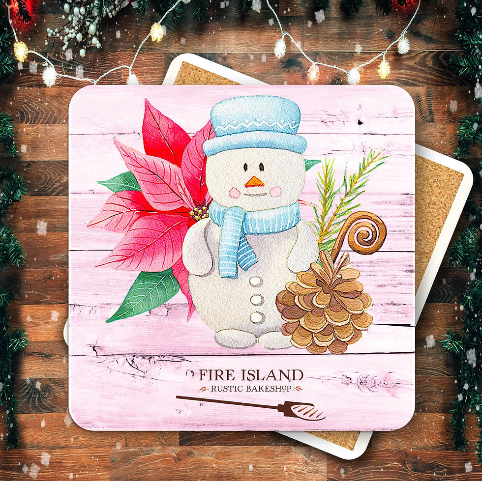 Snowman Pine Cone Square Coaster