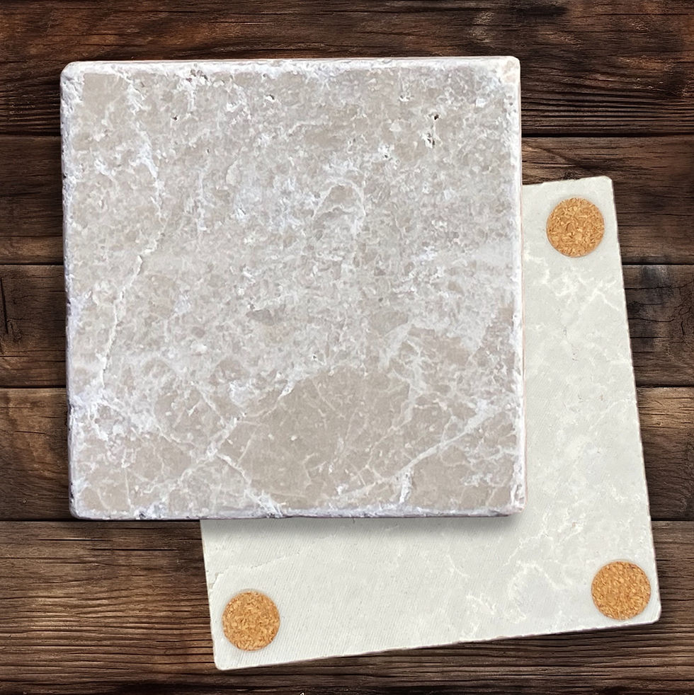 Thumbnail: Antique Beige Tumbled Marble Coaster
