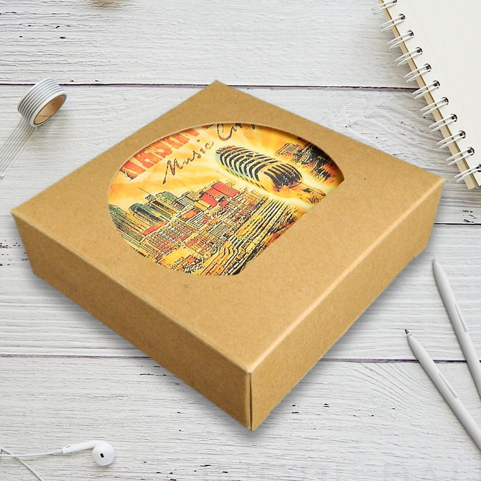 Thumbnail: Four Coaster Kraft Box with Custom Back Print