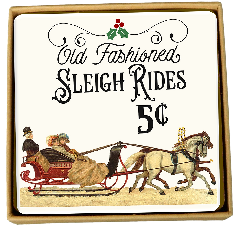 Thumbnail: 4 Square Christmas Coasters with FREE Gift Box