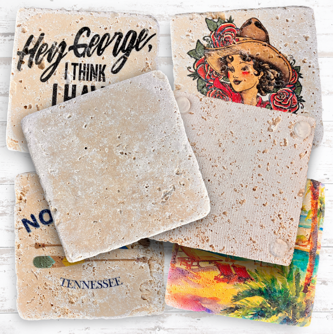Thumbnail: Tumbled Travertine Coaster