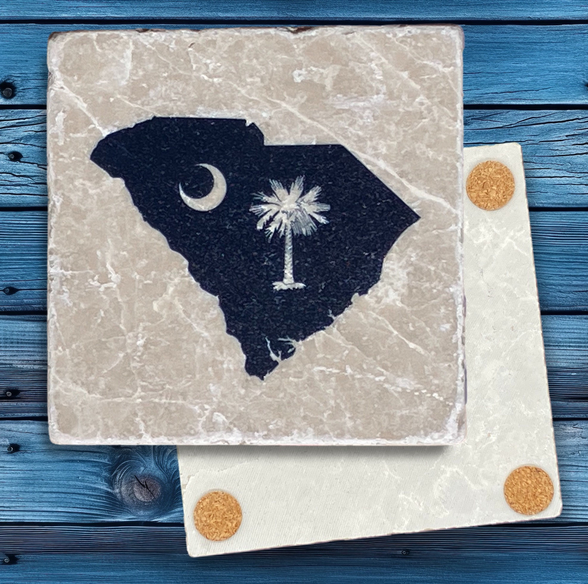 Antique Beige Tumbled Marble Coaster