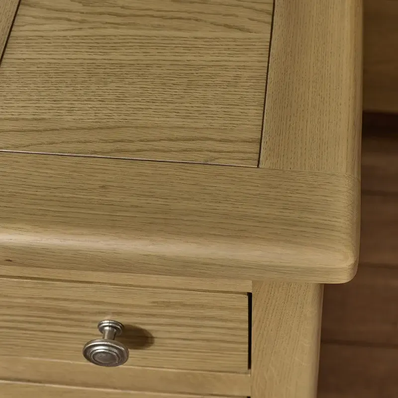 Thumbnail: Close-up of the oak wood grain on a Burford slim bedside table.