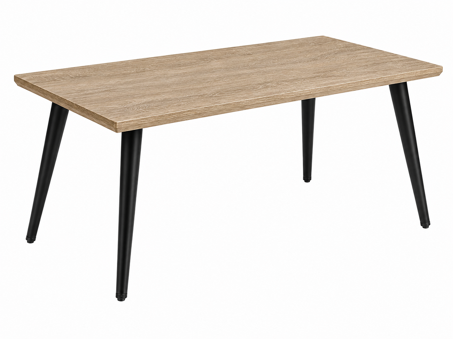 Rectangular wood coffee table with tapered black legs