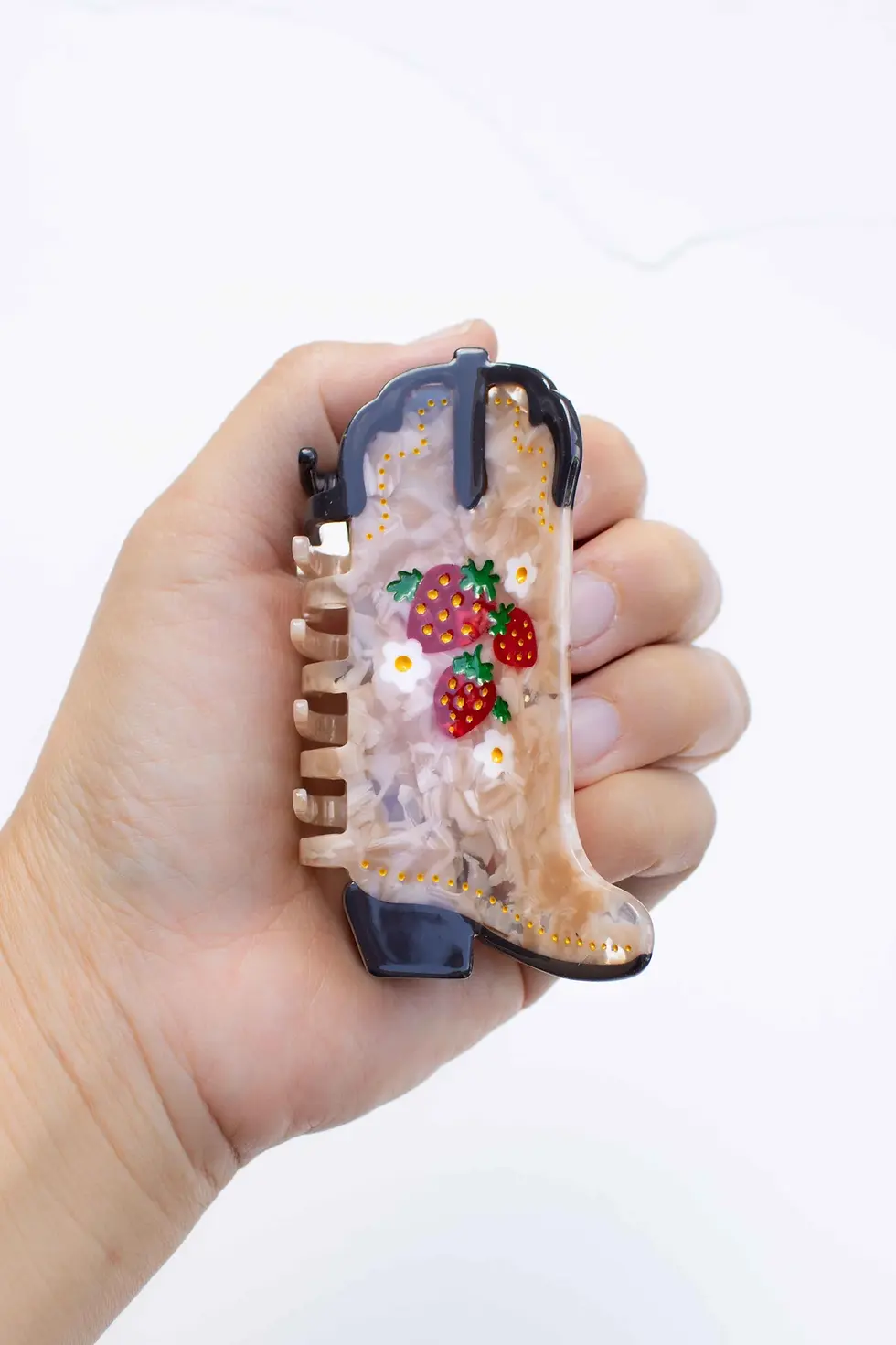 Thumbnail: Strawberry Cowboy Boot Hair Clip