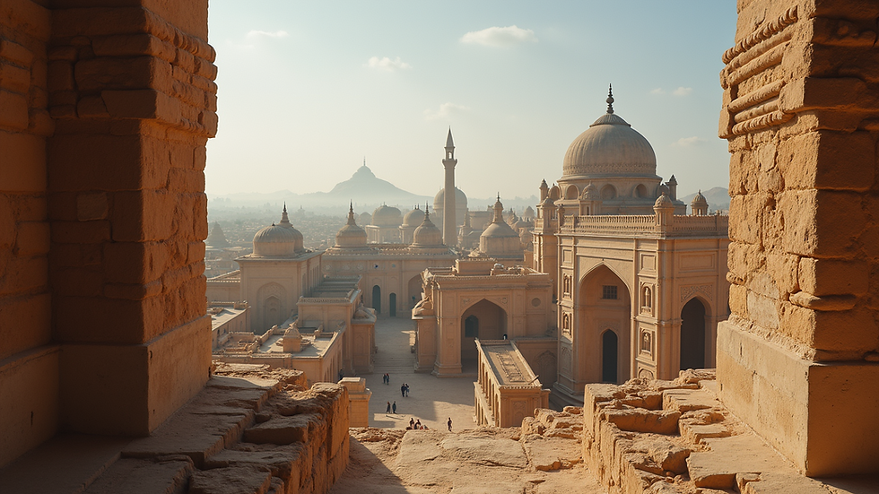 Close-up view of intricate architecture in an ancient city