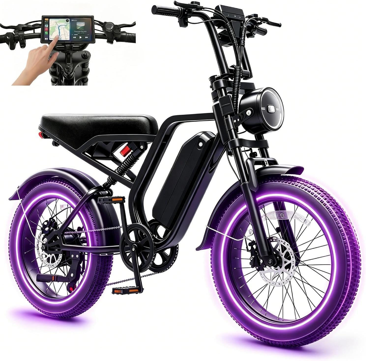 Electric Bike for Adults with Carplay & Android Auto, 1500W Peak Fast Motor Bicy