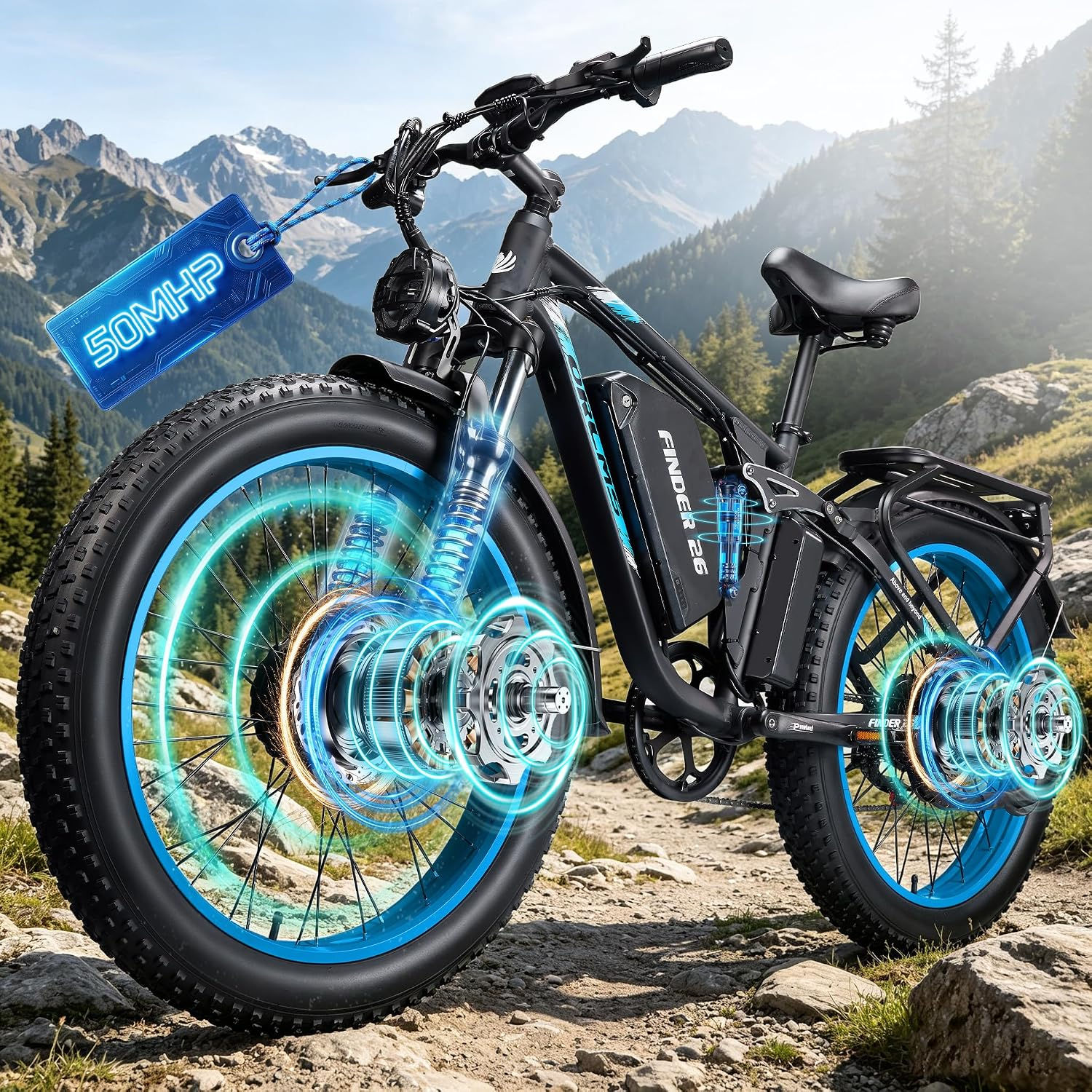 8000W Dual Motor Electric Bicycle Adults 60V25Ah Removable Battery Mountain Off-