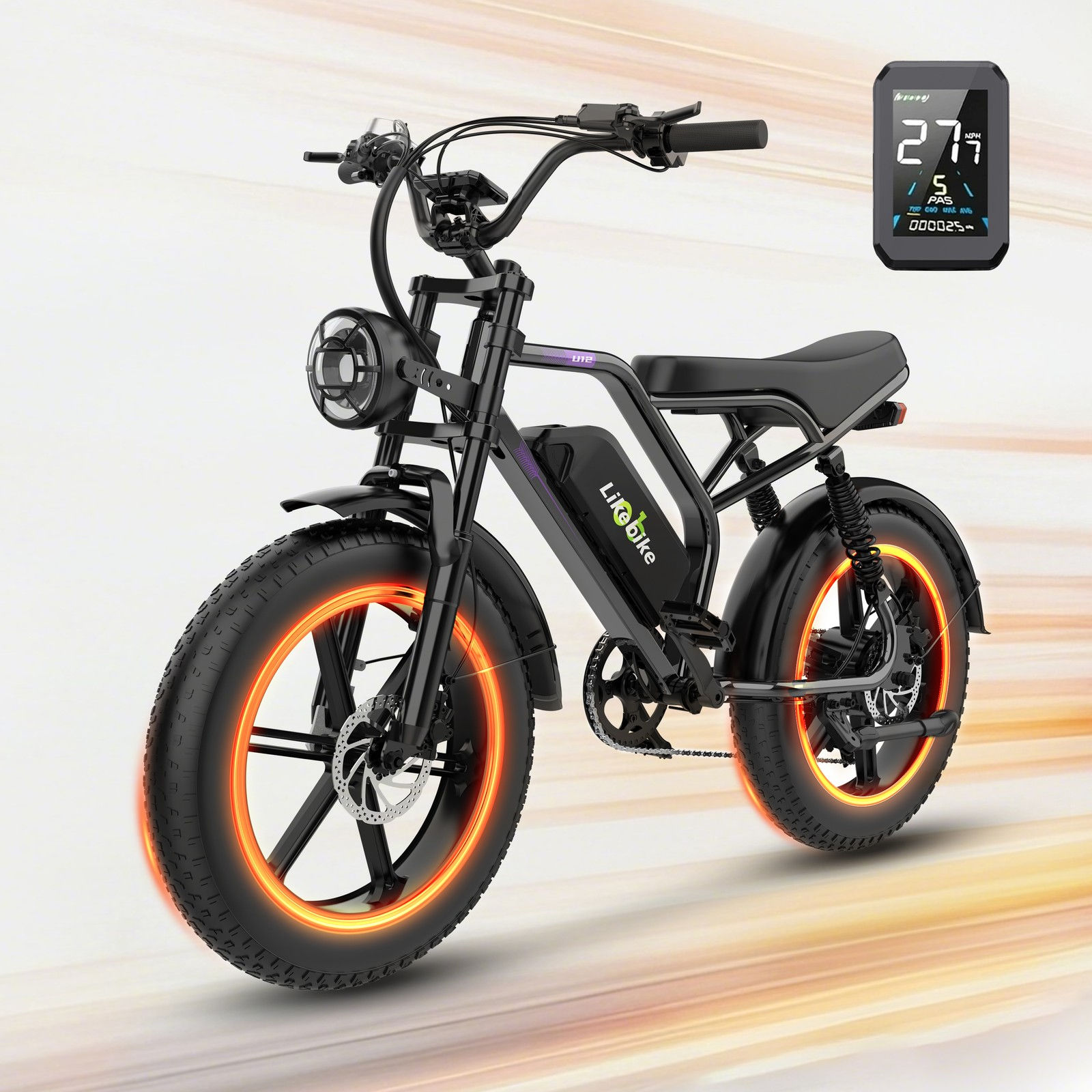 20" Fat Tire Electric Bike 2000W 48V 23Ah 7-Speed ebike For Adult Teens